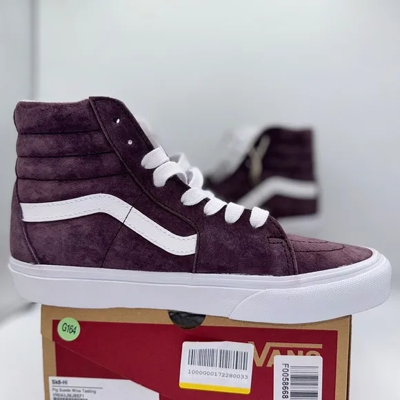 NWT Vans Sk8 Hi Pig Suede Wine Tasting Dark Purple Skate Sneakers High Tops​