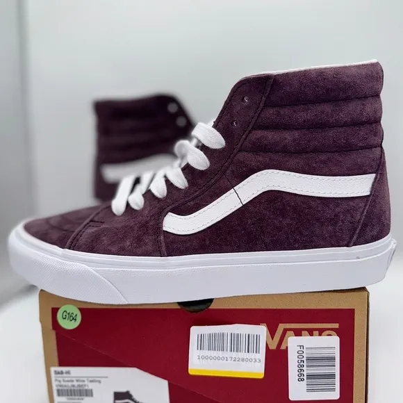NWT Vans Sk8 Hi Pig Suede Wine Tasting Dark Purple Skate Sneakers High Tops​
