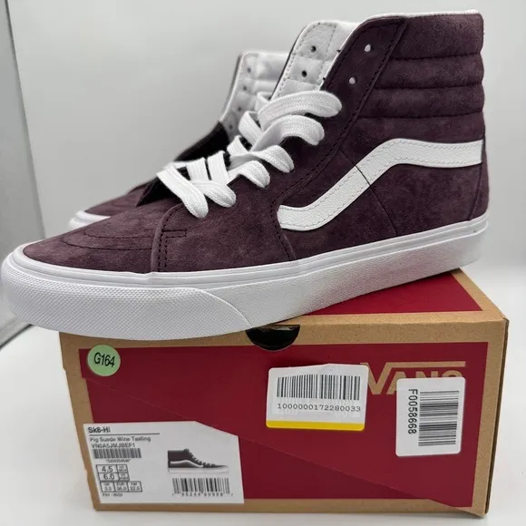 NWT Vans Sk8 Hi Pig Suede Wine Tasting Dark Purple Skate Sneakers High Tops​