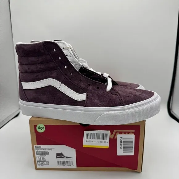 NWT Vans Sk8 Hi Pig Suede Wine Tasting Dark Purple Skate Sneakers High Tops​