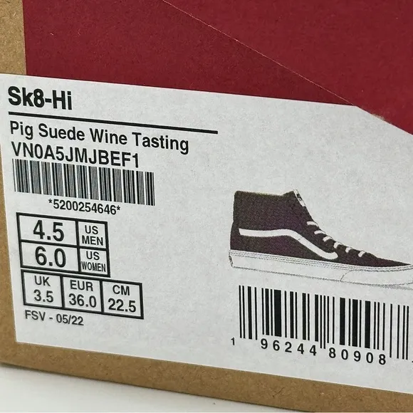 NWT Vans Sk8 Hi Pig Suede Wine Tasting Dark Purple Skate Sneakers High Tops​