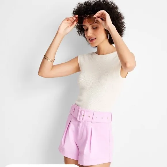 NWT Women's High-Rise Belted Shorts Future Collective™ Jenee Naylor Light Purple