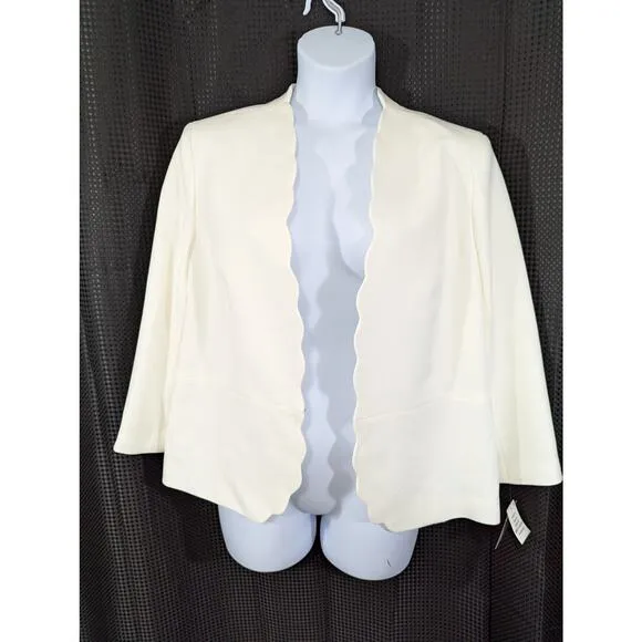 NWT@$119! KASPER! SIMPLY SUBLIME CREAM SCALLOPED DETAIL JACKET, BLAZER! SZ 18