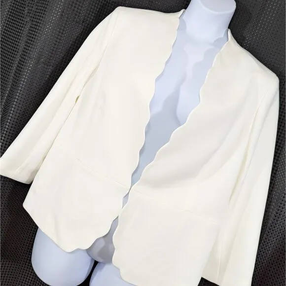 NWT@$119! KASPER! SIMPLY SUBLIME CREAM SCALLOPED DETAIL JACKET, BLAZER! SZ 18