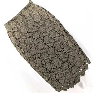 NWT@$398! W BY WORTH! LODEN GREEN MACRAME LACE OVER STRETCH CHIFFON SKIRT! SZ 10