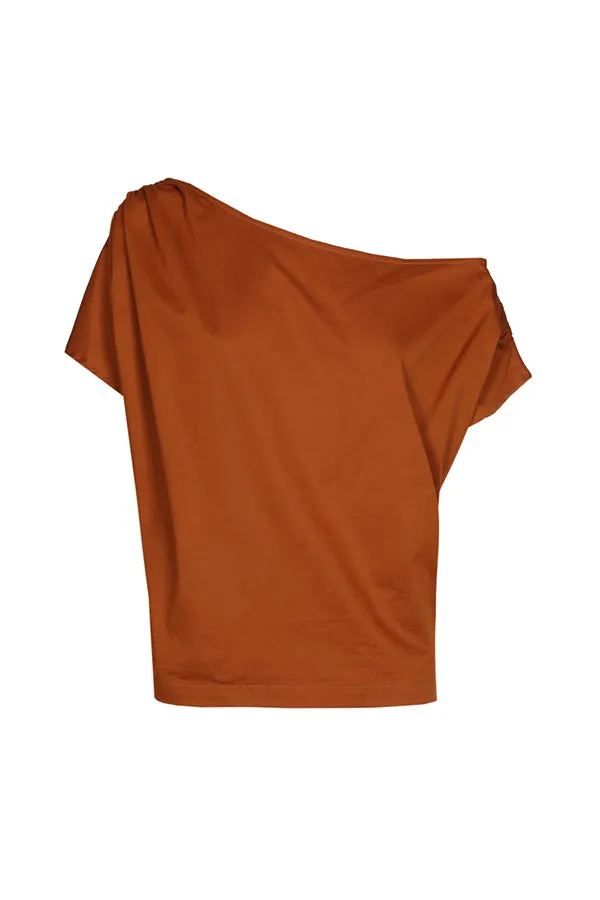 OCHER COTTON ASYMMETRICAL TOP