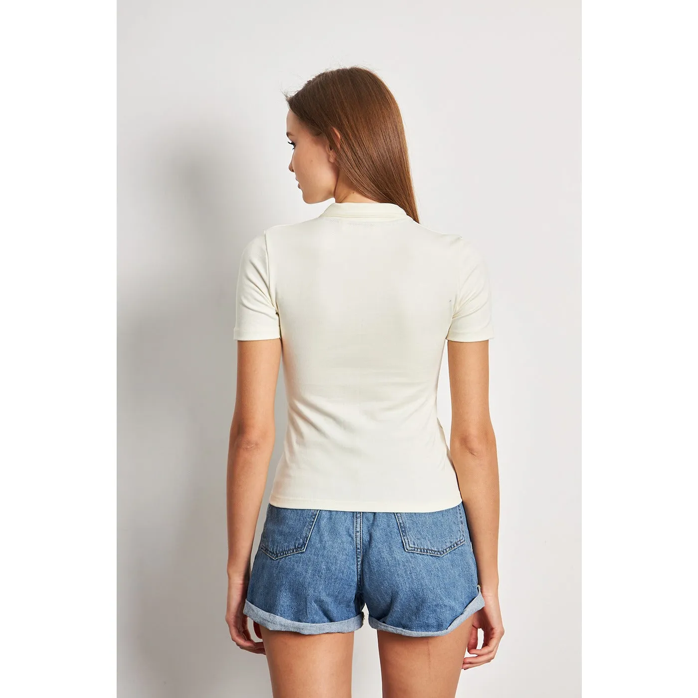 Off-White Button Down Collar Top