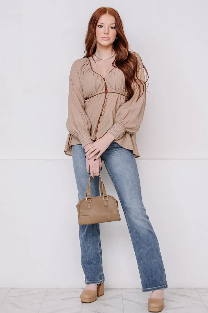 Oh Sweetheart Flowy Top | Beige