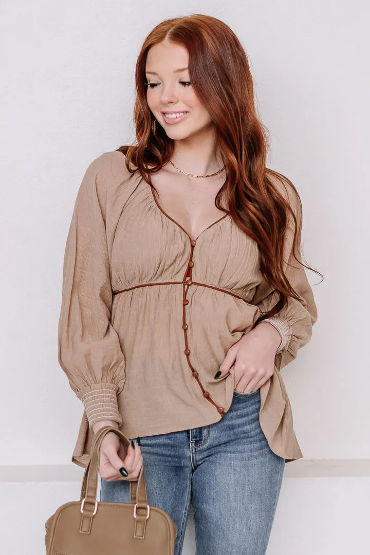 Oh Sweetheart Flowy Top | Beige