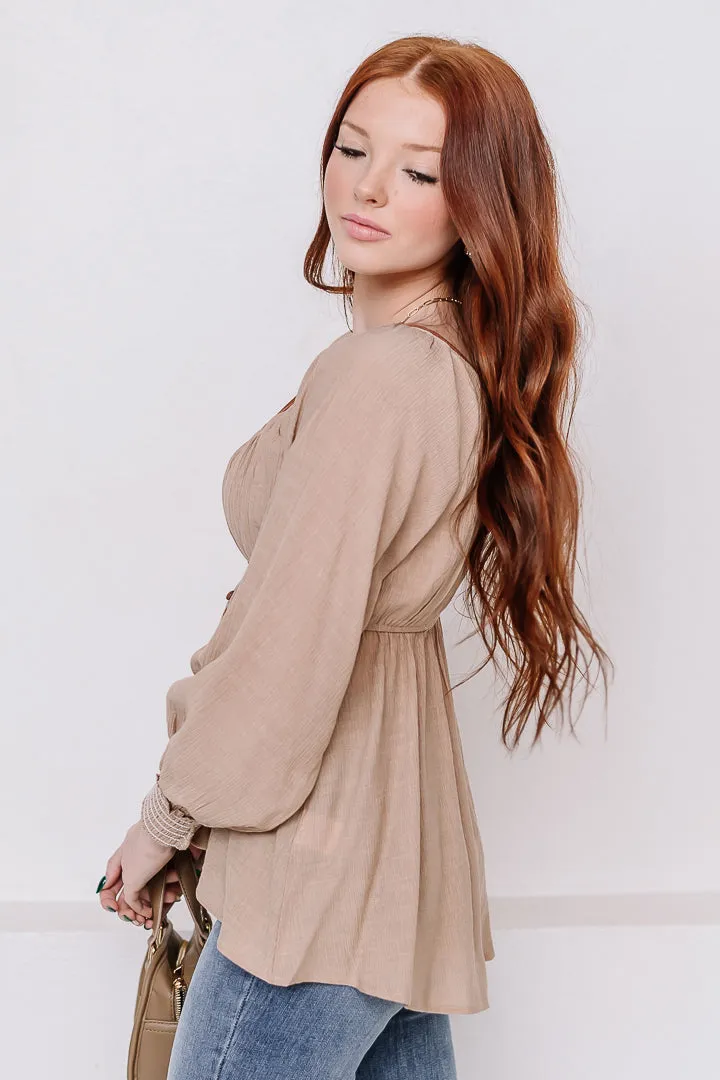 Oh Sweetheart Flowy Top | Beige
