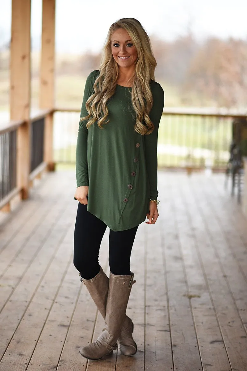 Olive Button Top