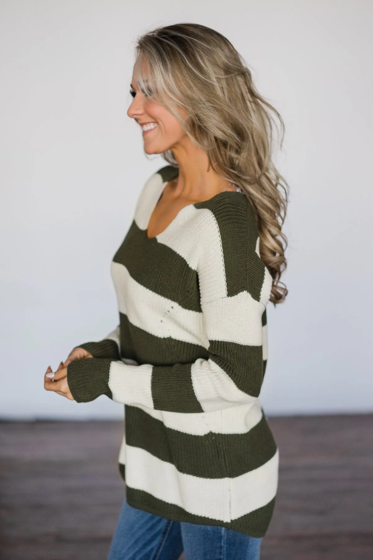 Olive You More Striped Top