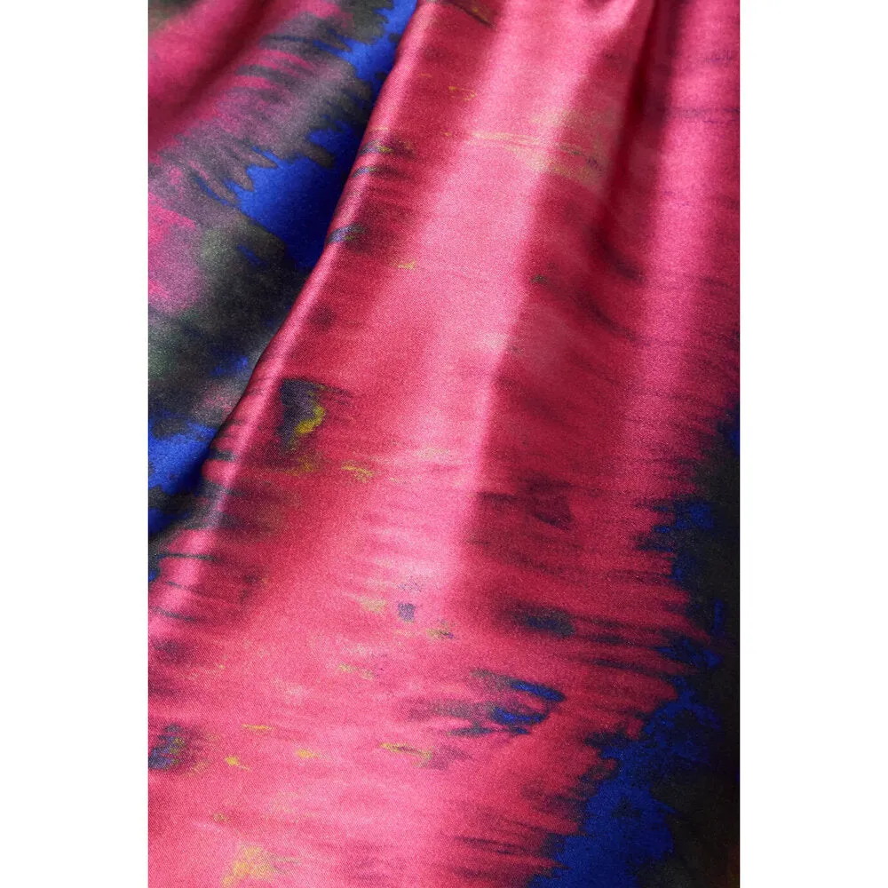 One-Shoulder Draped Tie-Dyed Silk-Satin Maxi Dress