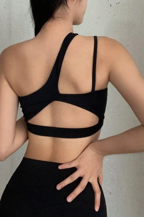 One-Shoulder Sports Bra with Chic Back Design