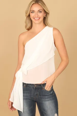 ONE SHOULDER WAIST TIE TOP