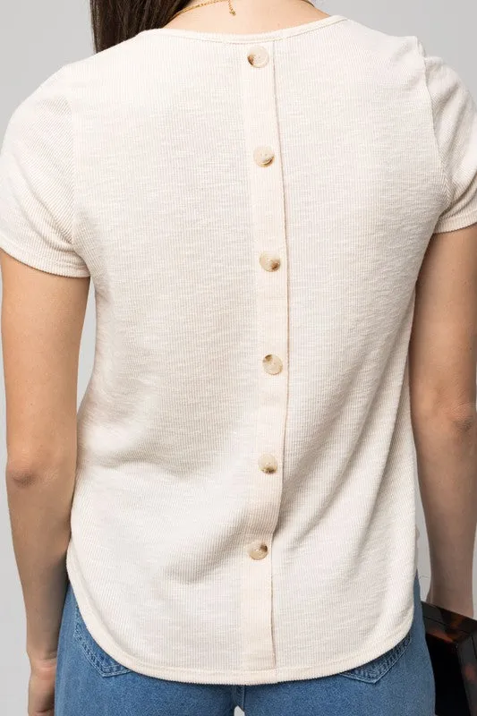 *Online Exclusive* Back Button Down Top (Cream)