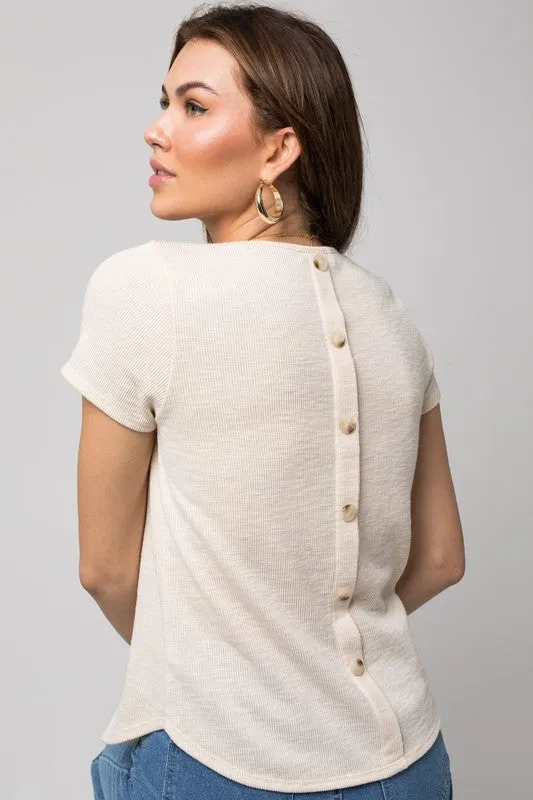 *Online Exclusive* Back Button Down Top (Cream)