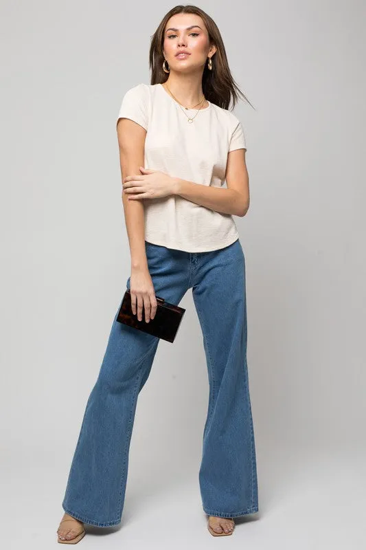 *Online Exclusive* Back Button Down Top (Cream)