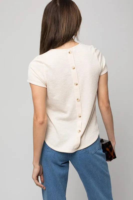 *Online Exclusive* Back Button Down Top (Cream)