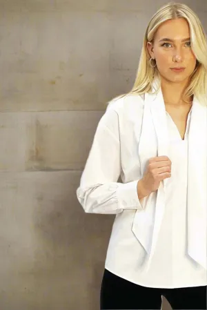 Organic Cotton White Tie Shirt With Stretch - The Charlton