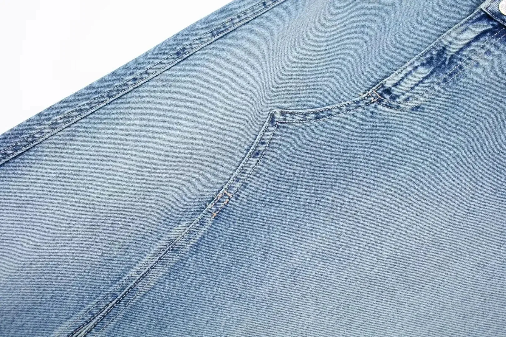 Over Knee Denim Casual Midi Skirt