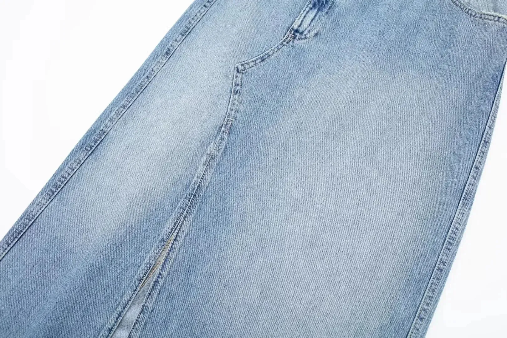 Over Knee Denim Casual Midi Skirt