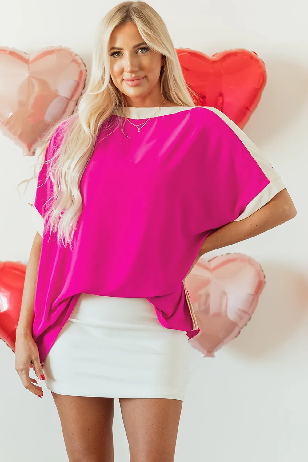 Oversized Boat Neck Tunic Blouse