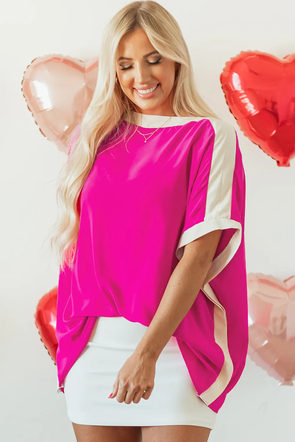 Oversized Boat Neck Tunic Blouse