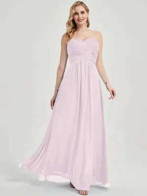 Pale Rose Strapless Sweetheart  Chiffon Maternity Maxi Bridesmaid Dress