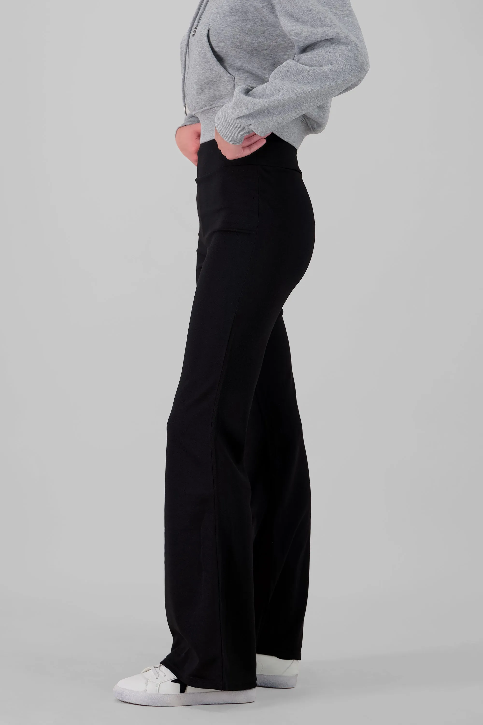 Pantalon flare liso pretina ancha