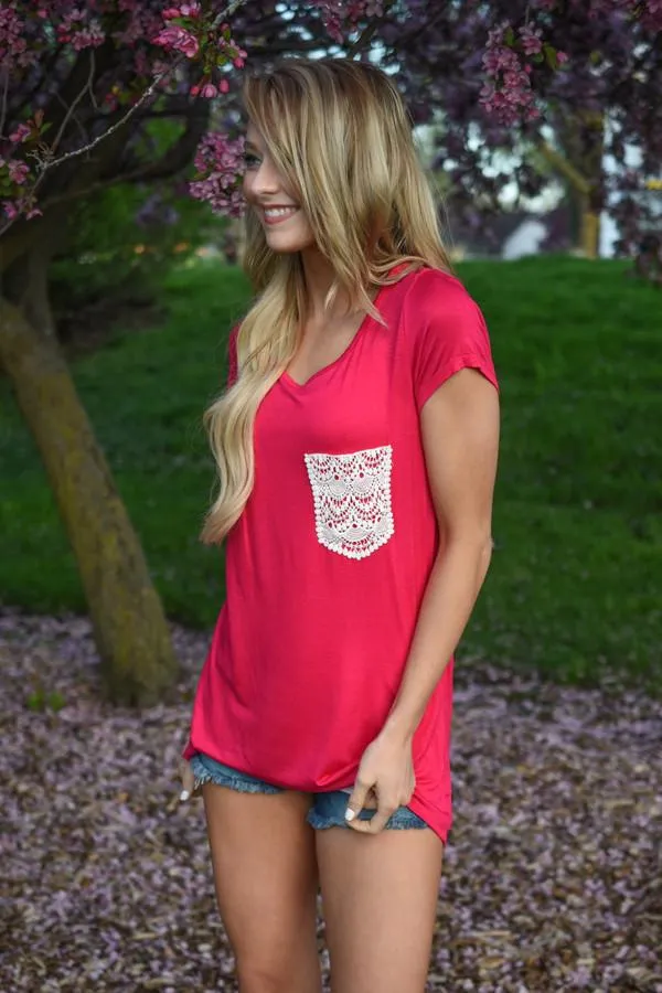 Part of the Plan Pink Pocket Top