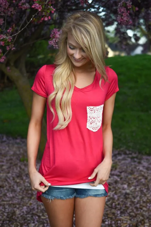 Part of the Plan Pink Pocket Top