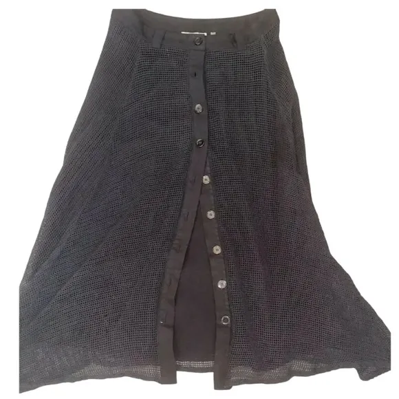 Patrizia Luca Milano Women's Black Mesh A-Line Midi  Skirt Size L