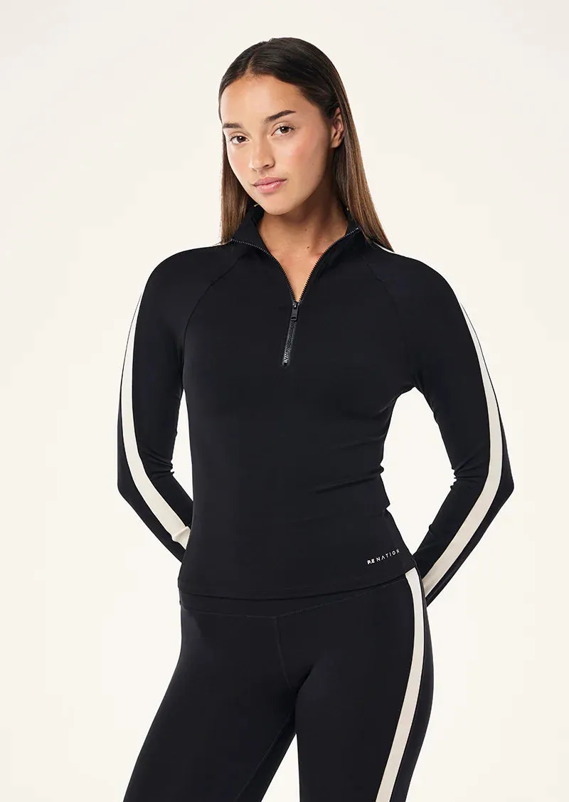 P.E NATION - Nightfall Quarter Zip L/S - Black / Cloud