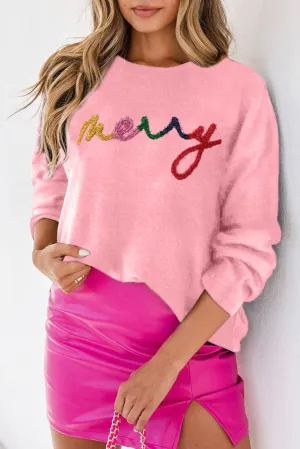 Peach Blossom Holly Jolly Round Neck Casual Sweater