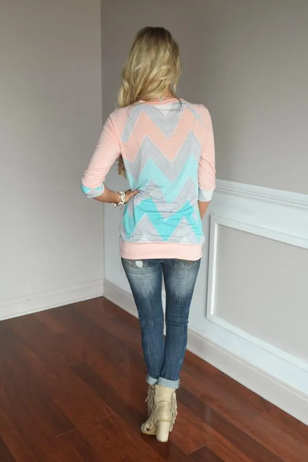 Peach Chevron Top