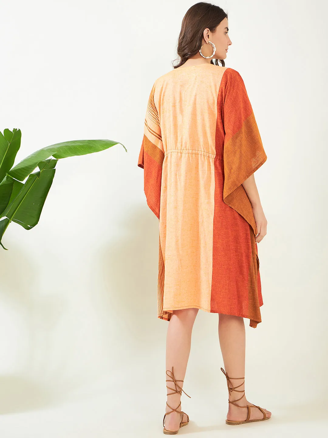 Peach Handloom Cotton Maternity and Feeding Kaftan