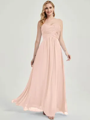 Pearl Pink Strapless Sweetheart  Chiffon Maternity Maxi Bridesmaid Dress