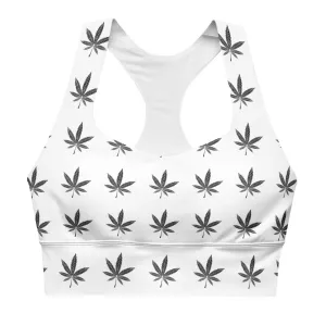 Perfect Black And White Cannabis Longline Sports Bra