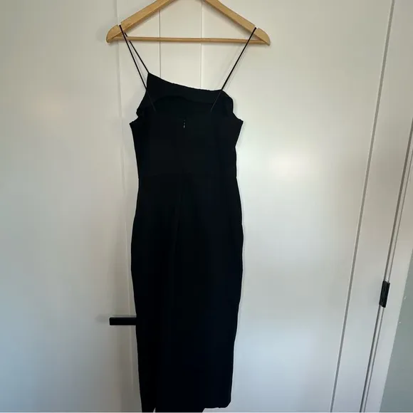 Petal &amp; Pup Zahra Asymmetric Neck Dress Black 8 midi stretch spaghetti strap