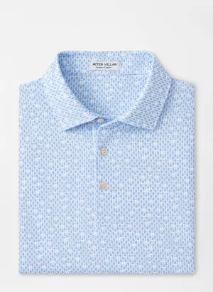 Peter Millar Mens Classic Fit Corkscrew Print Performance Jersey Polo - WHITE/BLUE