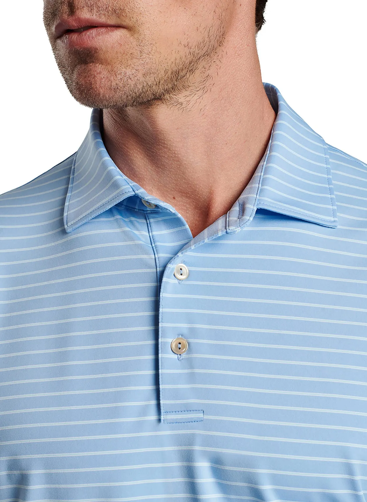 Peter Millar Mens Classic Fit Drum Performance Jersey Polo - COTTAGE BLUE