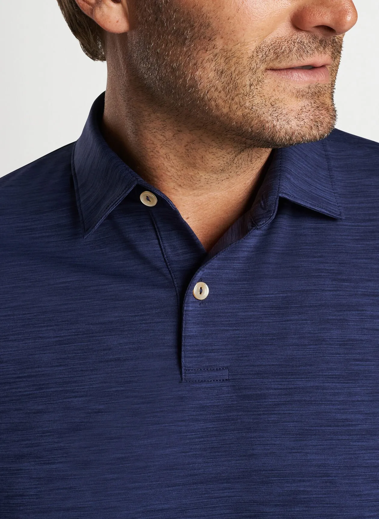 Peter Millar Mens Classic Fit Featherweight Performance Mélange Polo - NAVY
