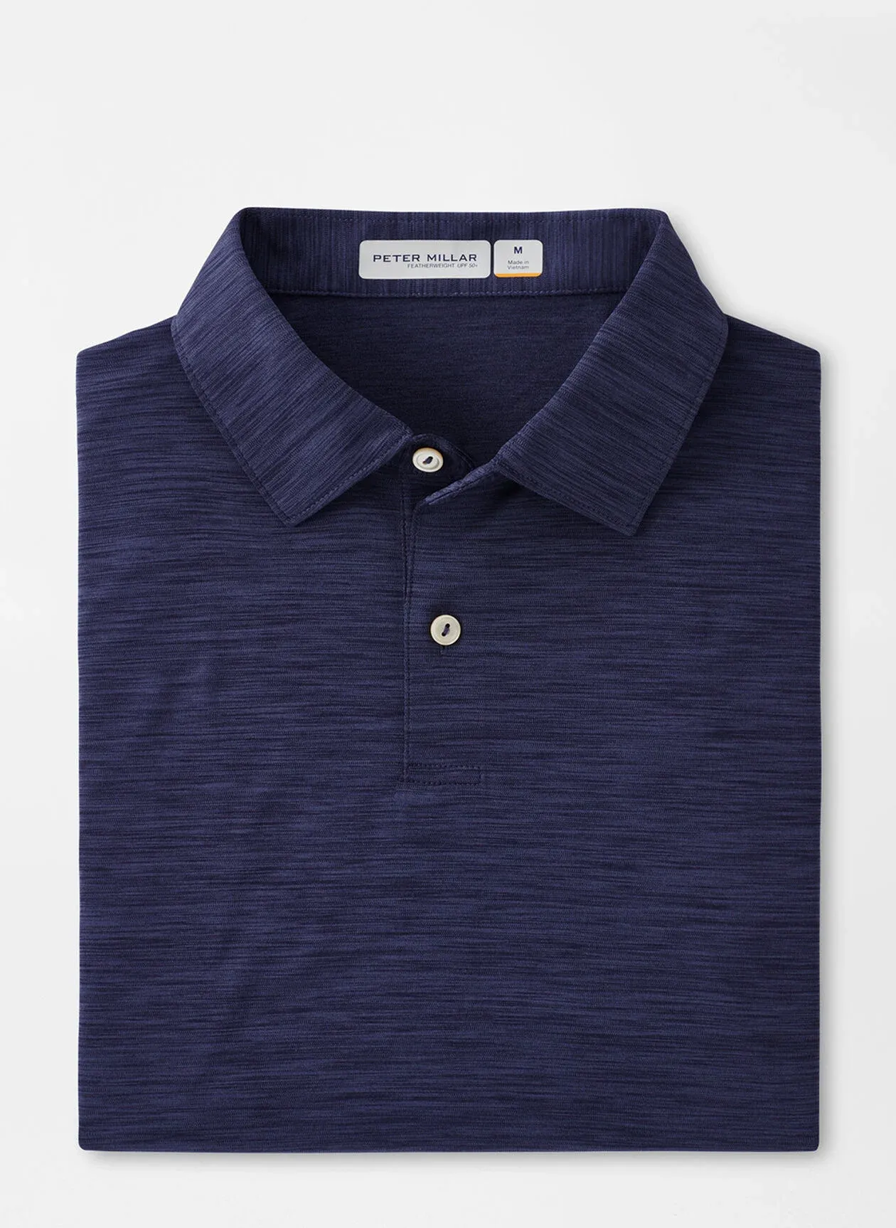 Peter Millar Mens Classic Fit Featherweight Performance Mélange Polo - NAVY