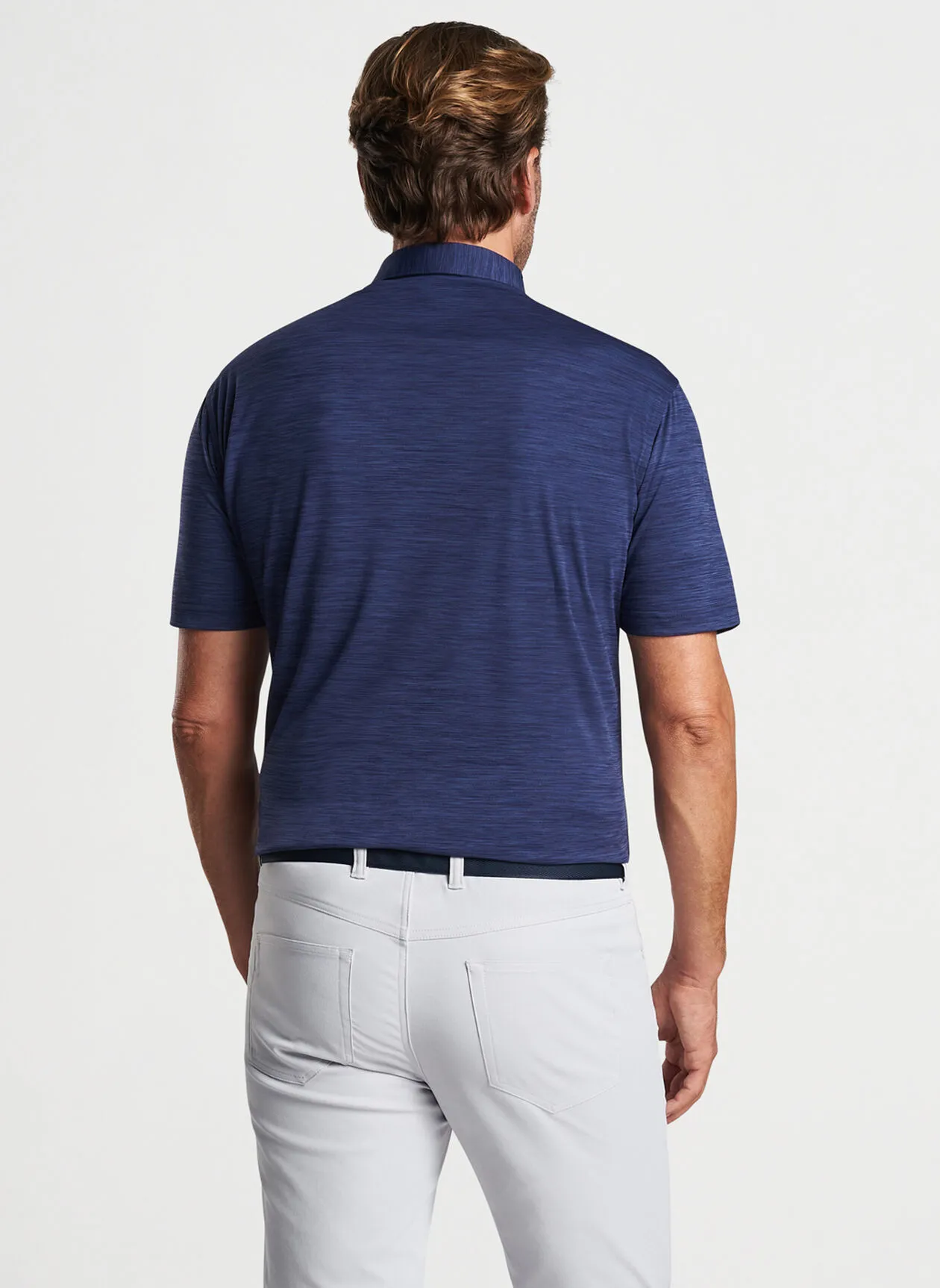 Peter Millar Mens Classic Fit Featherweight Performance Mélange Polo - NAVY