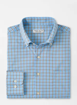 Peter Millar Mens Classic Fit Rivers Performance Twill Sport Shirt - COTTAGE BLUE