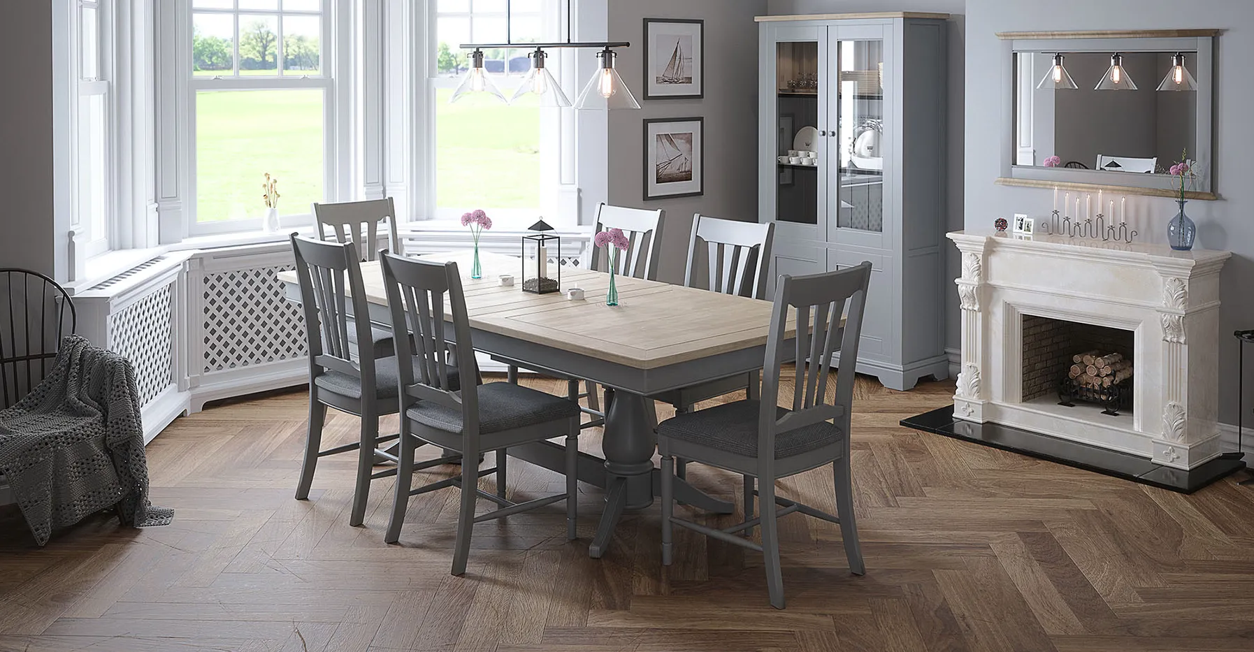Pewter Oak Lamp Table