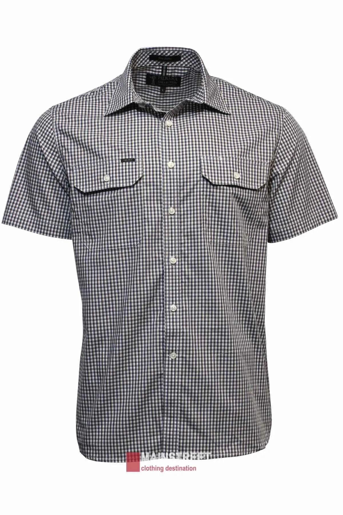 Pilbara Short Sleeve Check Double Pocket Shirt