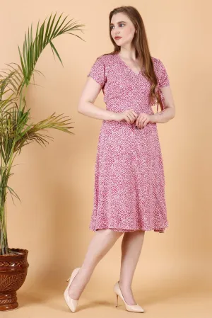 Pink Floral Wrap Around Dress