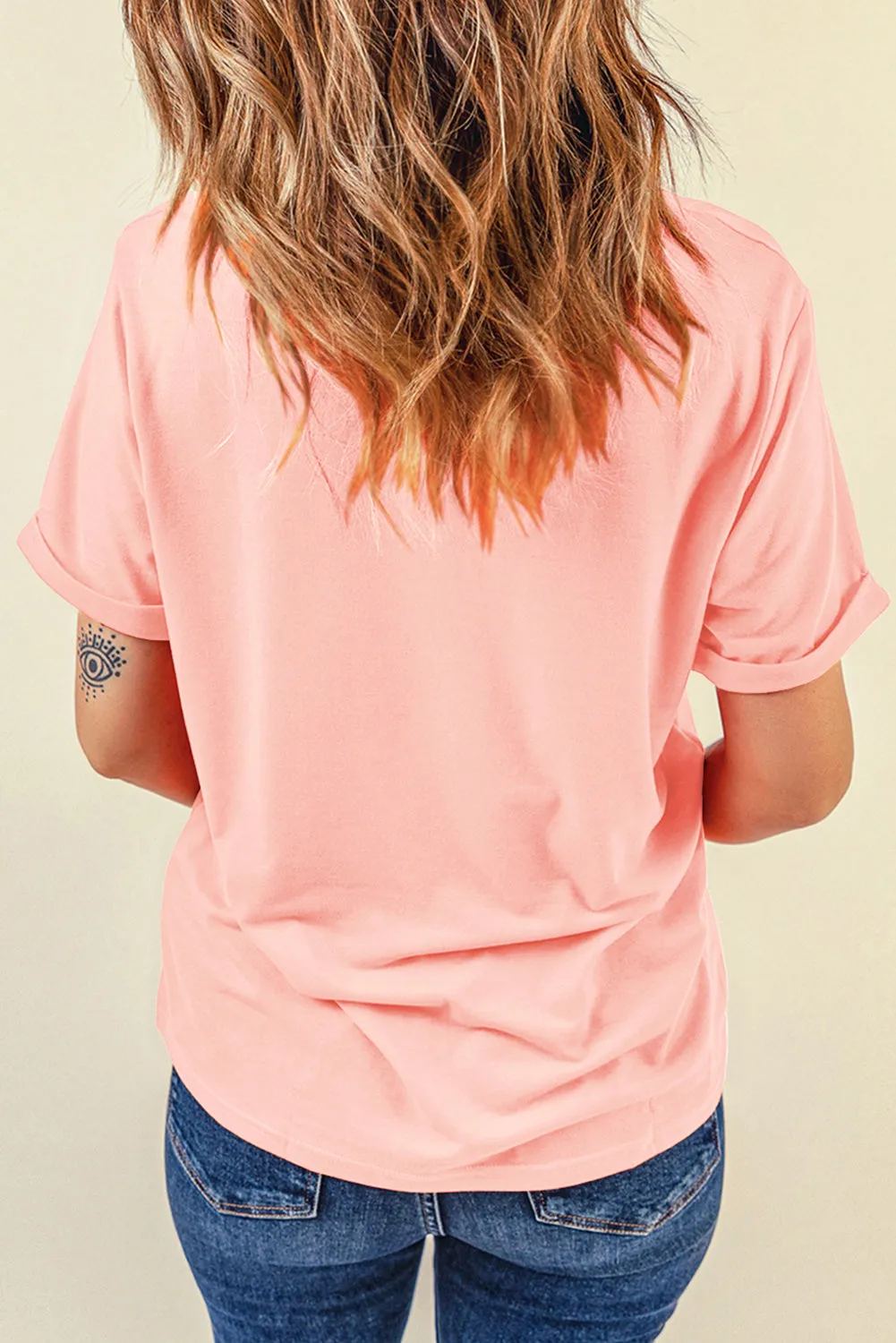 Pink He is Risen Easter Bunny Leopard Cross Graphic Tee